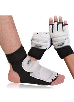 DUNISO Taekwondo Sparring Gloves Hand Foot Protectors Half Finger Value Set for Boxing Kickboxing Premium Wrist Wraps Ankle Grar Support Fit Men Women Kids Training  - Image 1