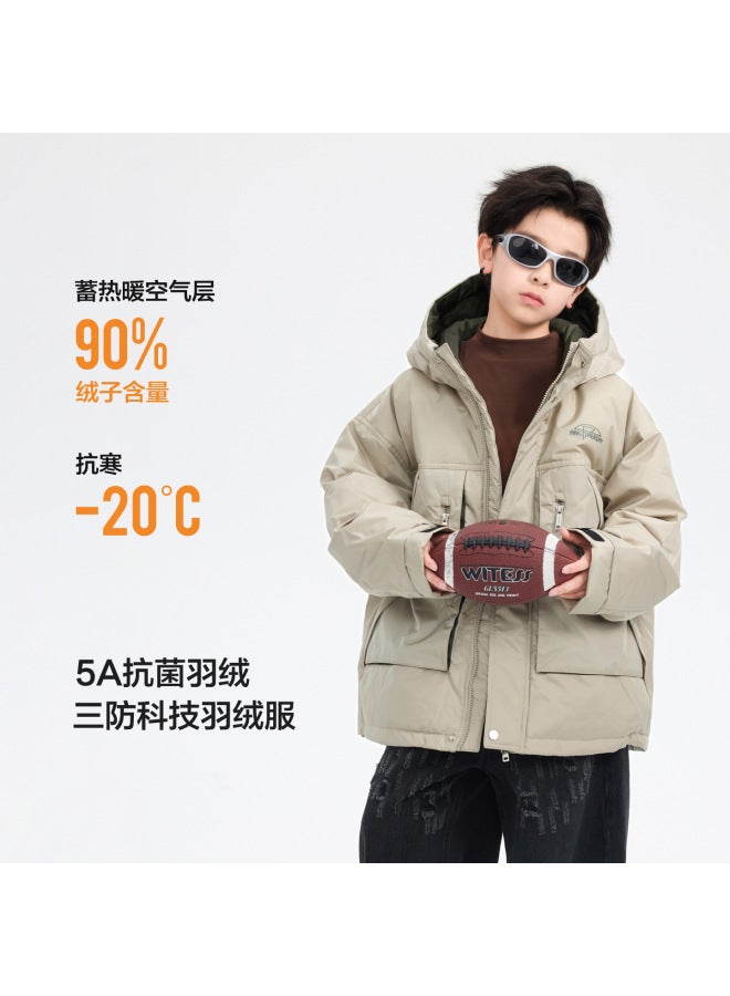 Boys' Winter Outdoor Waterproof Jacket Down Coat  New Style Youth Children's Thickened Cold-proof Trendy Outerwear