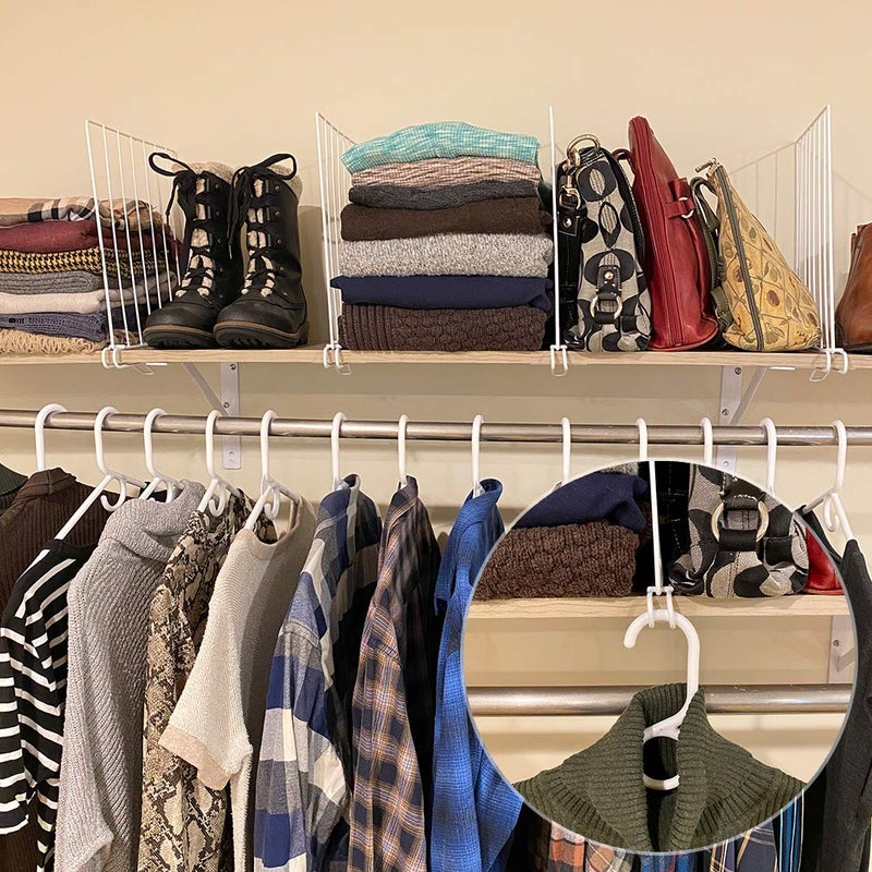 Evelots Shelf Dividers for Wood Shelf, 8 Pack Closet Organizers and Storage for Clothes, Purse, Pantry - No Crack Solid Steel Construction-12 Inch Tall Shelf Organizer -Stable Reinforced Wide Bottom - Image 2