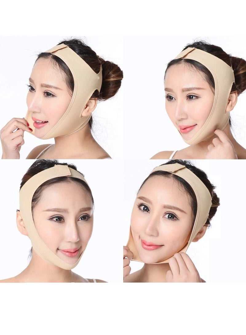 althiqahkey حزام تنحيف ورفع الوجه، حزام قناع رفيع على شكل حرف V للوجه، خط الوجه ناعم وجيد التهوية، ضغط، ضمادة لتقليل الذقن المزدوجة، مقاس XL - Image 2