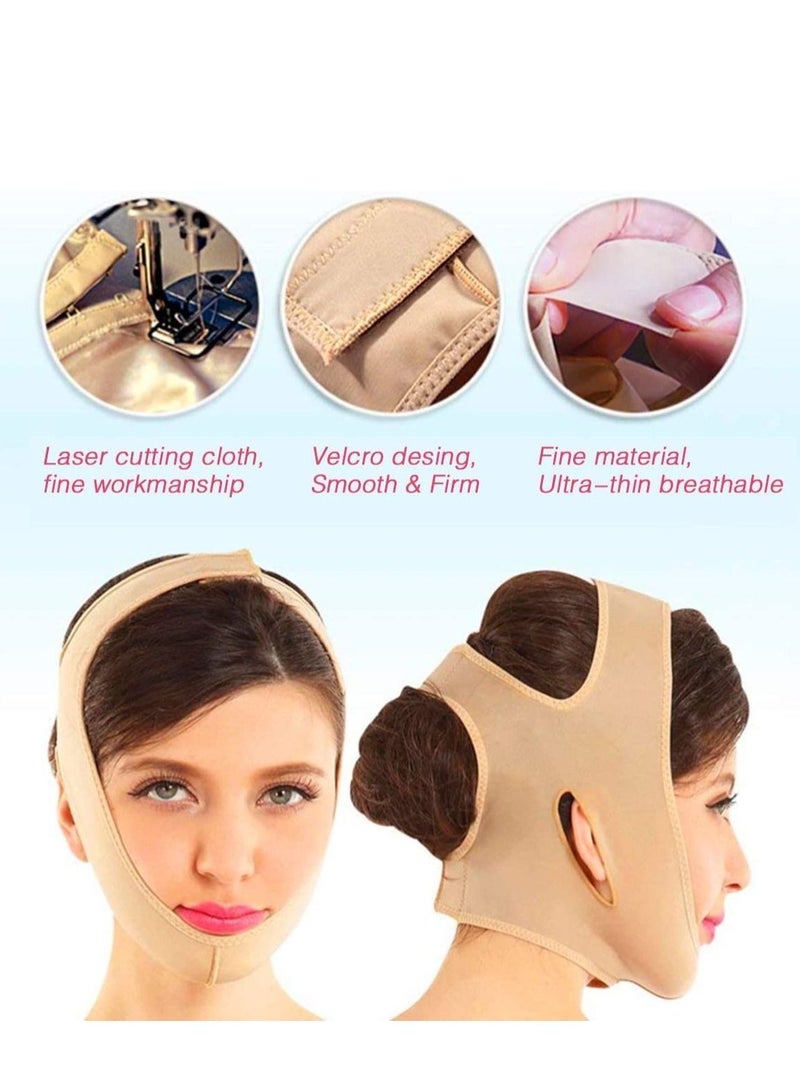 althiqahkey حزام تنحيف ورفع الوجه، حزام قناع رفيع على شكل حرف V للوجه، خط الوجه ناعم وجيد التهوية، ضغط، ضمادة لتقليل الذقن المزدوجة، مقاس XL - Image 3