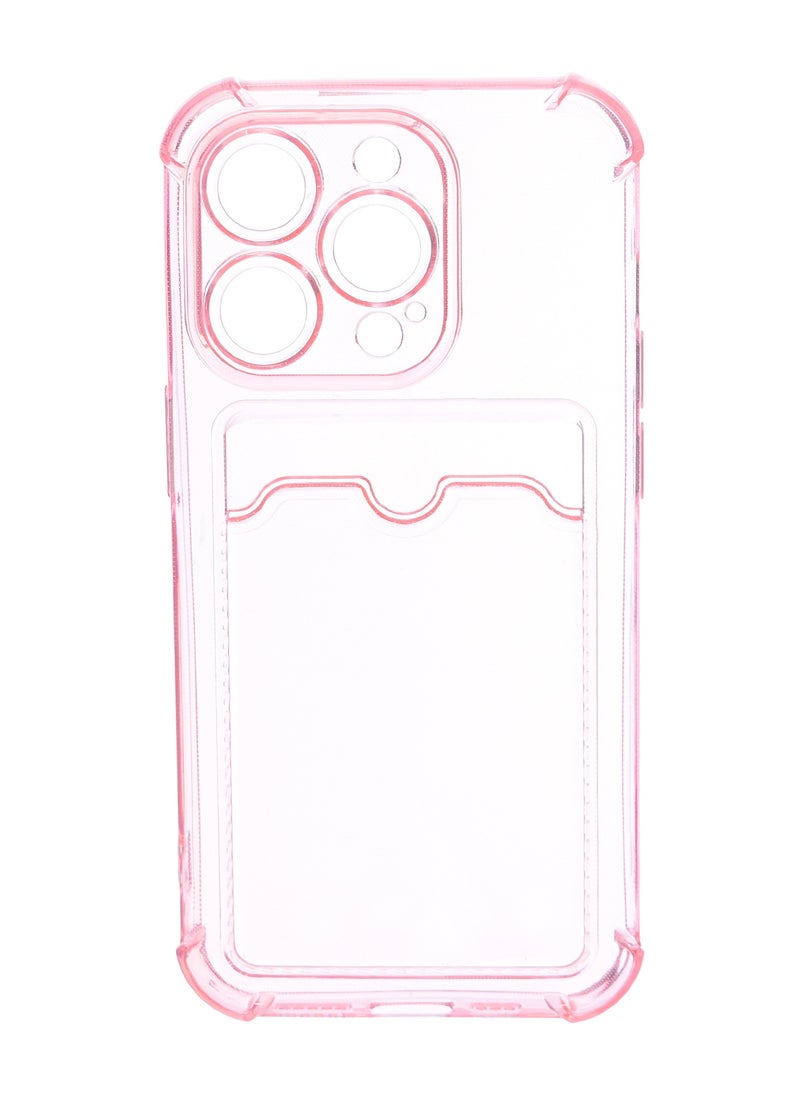 Generic - Silicone Back Phone Protection Cover With Silicone Pocket And Safety Edges For Iphone 14 Pro 6.1 - Transparent Pink - Image 1