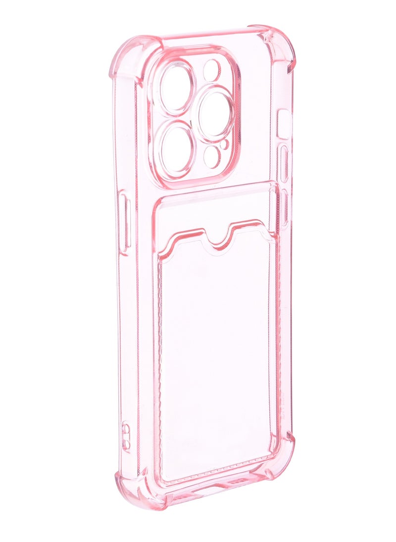 Generic - Silicone Back Phone Protection Cover With Silicone Pocket And Safety Edges For Iphone 14 Pro 6.1 - Transparent Pink - Image 1