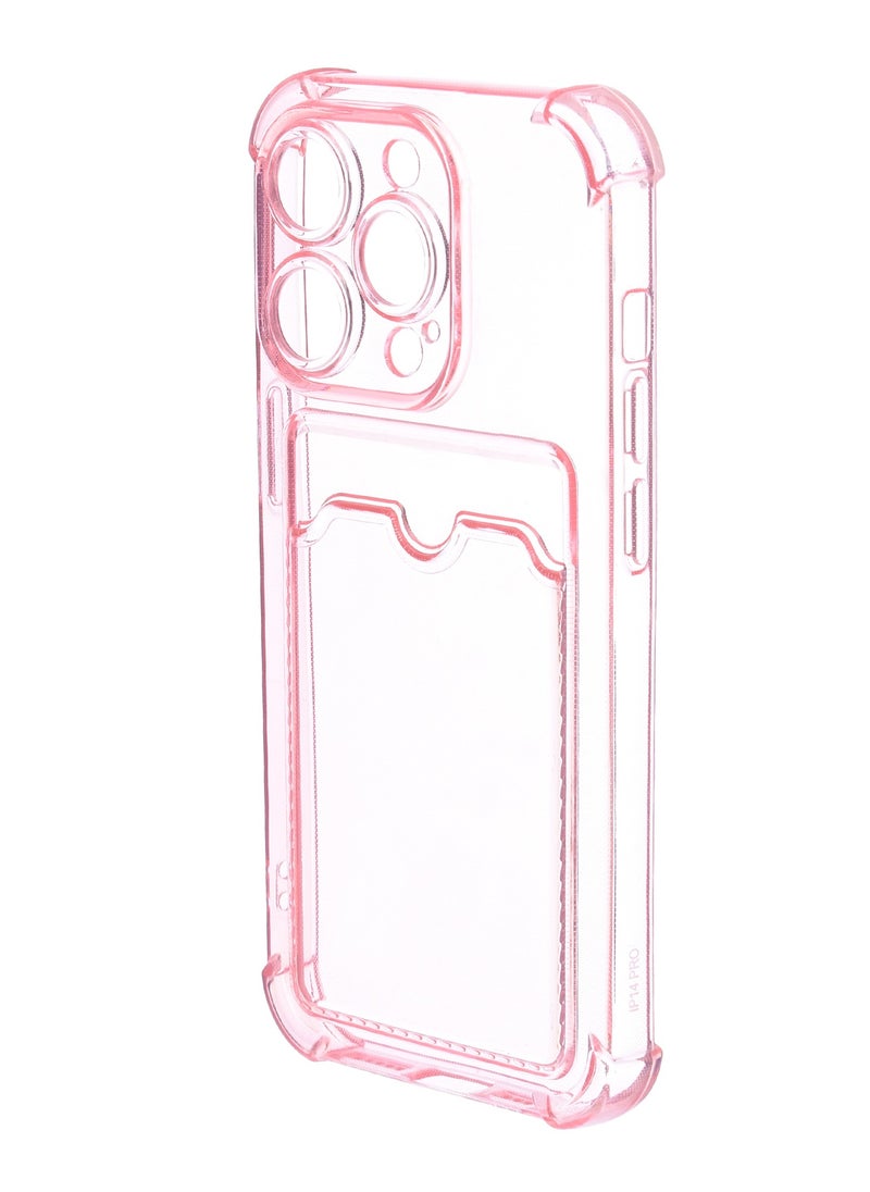 Generic - Silicone Back Phone Protection Cover With Silicone Pocket And Safety Edges For Iphone 14 Pro 6.1 - Transparent Pink - Image 1
