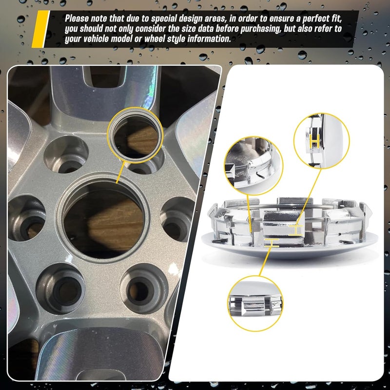 DewFlew 4 قطع أغطية مركز العجلات لسيارة فورد F150 إكسبيديشن، قطر خارجي 76 ملم (2.99 بوصة)، قطر داخلي 65 ملم (2.57 بوصة)، أغطية مركزية كروم، بديل 2L34-1130 2L34-1A096 7L14-1A096 - Image 4