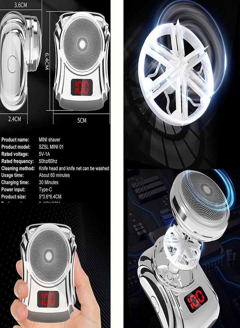 NIBEMINENT Mini Electric Shaver, Pocket Portable Face Razor Wet and Dry Shaver for men with LED Power Display, IPX7 Waterproof, USB C Rechargeable Travel - Image 5