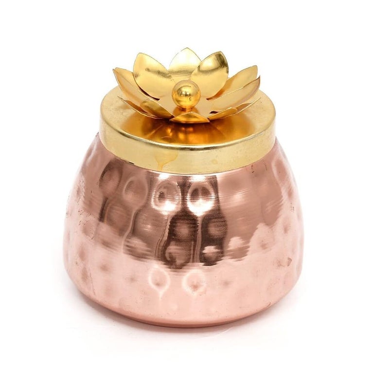 Denique Hammered Copper Plated Dry Fruit Pot Shape JarsContainer with Lid Return Gifts for Baby Shower Serving BowlsBox for parties 2 - Image 1