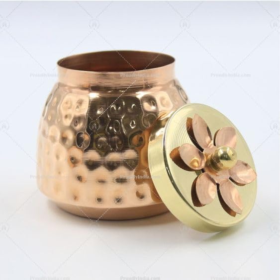 Denique Hammered Copper Plated Dry Fruit Pot Shape JarsContainer with Lid Return Gifts for Baby Shower Serving BowlsBox for parties 2 - Image 2