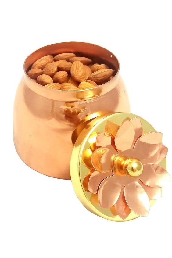 Denique Hammered Copper Plated Dry Fruit Pot Shape JarsContainer with Lid Return Gifts for Baby Shower Serving BowlsBox for parties 2 - Image 4