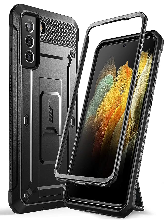 SupCase Unicorn Beetle Pro Series Case Designed for Samsung Galaxy S21 5G (2021 Release), Full-Body Dual Layer Rugged Holster & Kickstand Case Without Built-in Screen Protector (Black) - Image 1