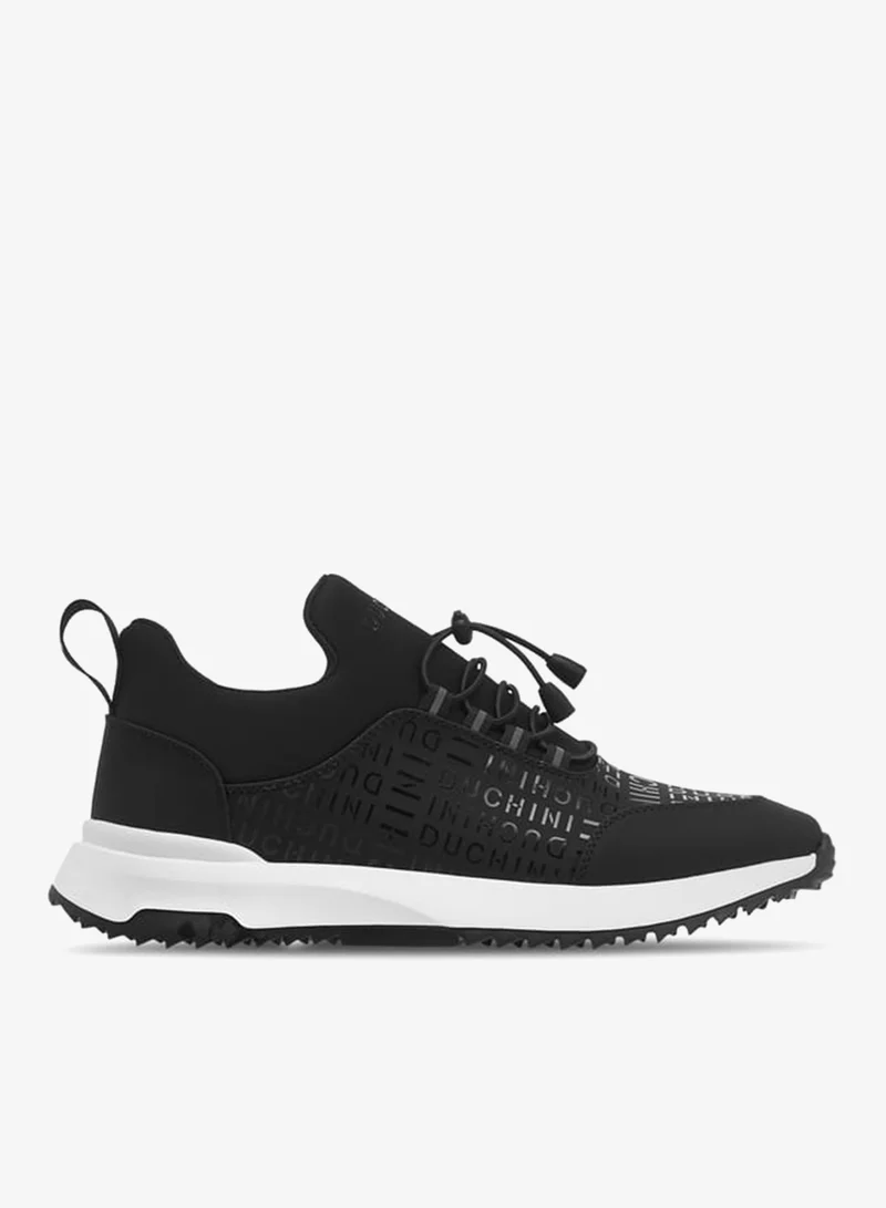 Men's Monogram Print Sneakers with No-Tie Laces