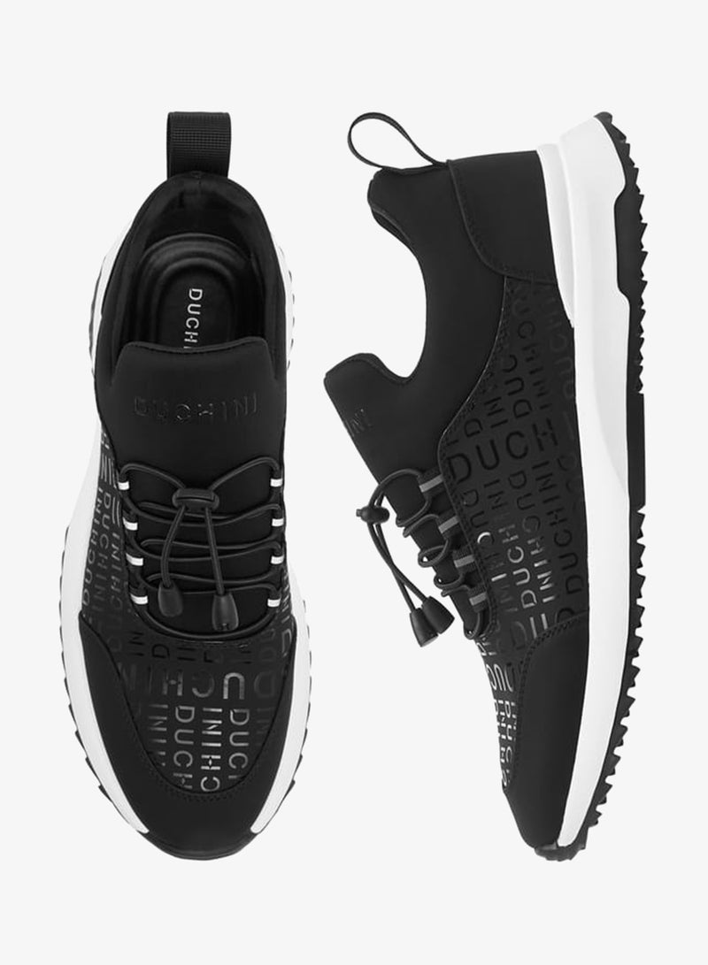 DUCHINI Men's Monogram Print Sneakers with No-Tie Laces - Image 3