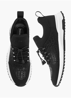 DUCHINI Men's Monogram Print Sneakers with No-Tie Laces  - Image 1