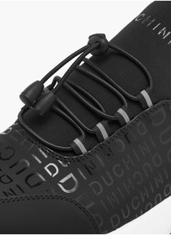 DUCHINI Men's Monogram Print Sneakers with No-Tie Laces  - Image 4