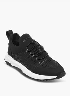 DUCHINI Men's Monogram Print Sneakers with No-Tie Laces  - Image 2