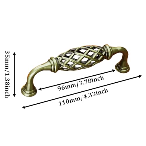 XDHLDULYK 4PCS Birdcage Cabinet Hardware Handle Pull Cast Iron Antique Door Handle Metal Barn Door Handle Center Holes Handle for Kitchen Cupboard Bedroom Wardrobe Bathroom Drawer 96Cyan - Image 3