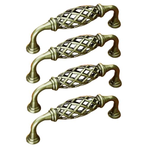 XDHLDULYK 4PCS Birdcage Cabinet Hardware Handle Pull Cast Iron Antique Door Handle Metal Barn Door Handle Center Holes Handle for Kitchen Cupboard Bedroom Wardrobe Bathroom Drawer 96Cyan - Image 1