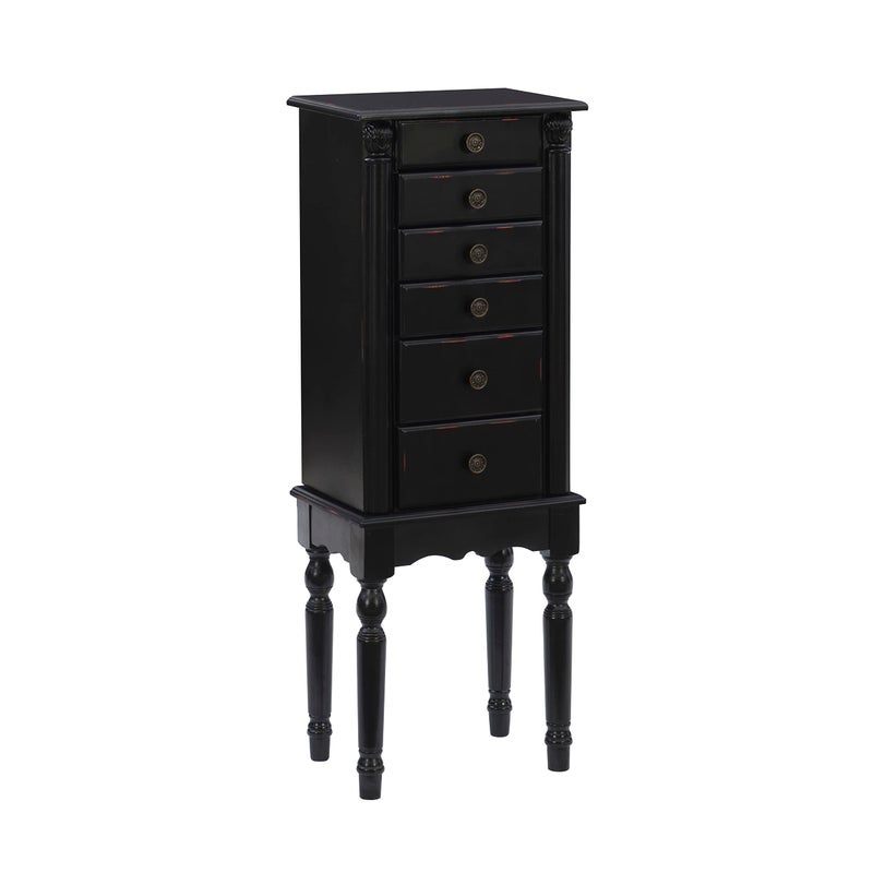 Powell Powell Ebony Jewelry Armoire Distressed Ebony Black Black Lining 