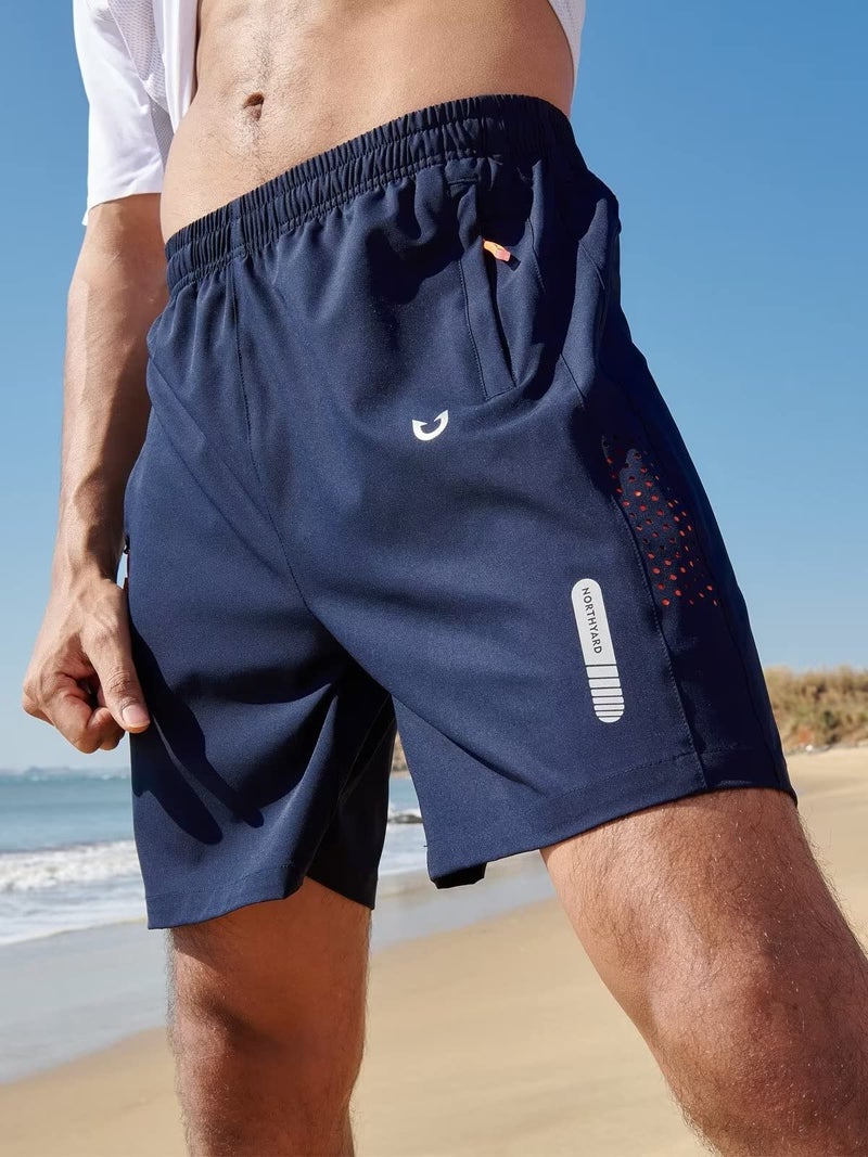 NORTHYARD Men's Athletic Running Shorts Quick Dry Workout Shorts 7"/ 5"/ 9" Lightweight Sports Gym Basketball Shorts Hiking Exercise Navy S - Image 2