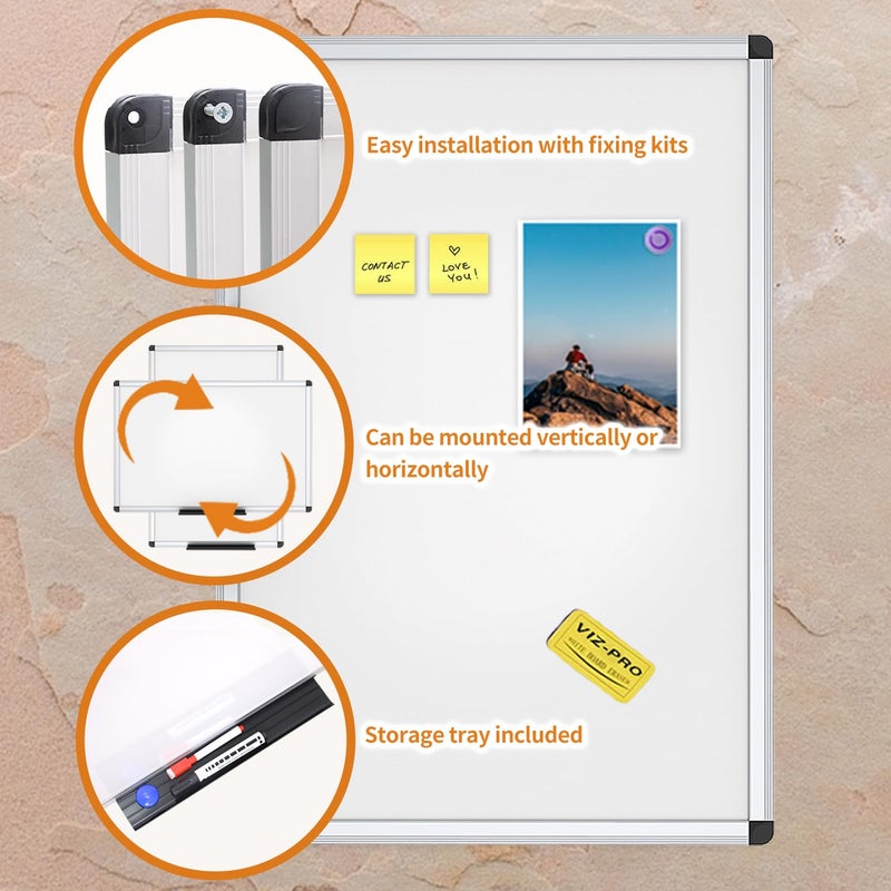 VIZ-PRO Magnetic Whiteboard/Dry Erase Board, 48 X 36 Inches, Silver Aluminium Frame - Image 5