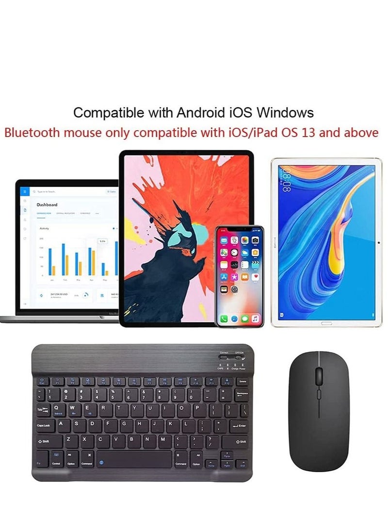 Rechargeable Bluetooth Keyboard and Mouse Combo Ultra-Slim Portable Compact Wireless Mouse Keyboard Set for Android Windows Tablet Cell Phone iPhone iPad Pro Air Mini, iPad OS/iOS 13 and above (Black)  - Image 4