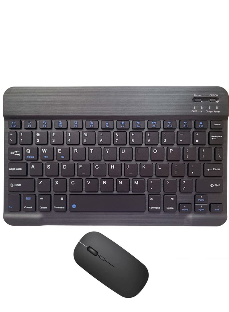 Rechargeable Bluetooth Keyboard and Mouse Combo Ultra-Slim Portable Compact Wireless Mouse Keyboard Set for Android Windows Tablet Cell Phone iPhone iPad Pro Air Mini, iPad OS/iOS 13 and above (Black)  - Image 1