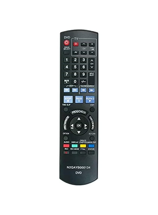 PROMASS New N2Qayb000134 Remote Control Fit For Panasonic Dvd Recorder Dmr-Ex77 Dmr-Ex87 Dmr-Eh57 Dmr-Eh67 Dmr-Eh68 Dmr-Eh58 Dmreh57 Dmreh67 Dmreh68 Dmreh58 Without G-Code Key - Image 1