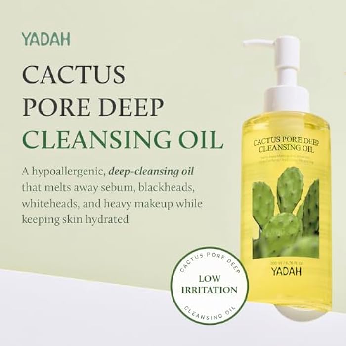 YADAH Cactus Pore Deep Cleansing Oil (6.76 Fl Oz) – Lightweight Daily Facial Cleanser & Daily Makeup Remover with Cactus Seed Oil for Pore Purifying & Balanced Skin, Double Cleansing Korean Skincare - Image 2