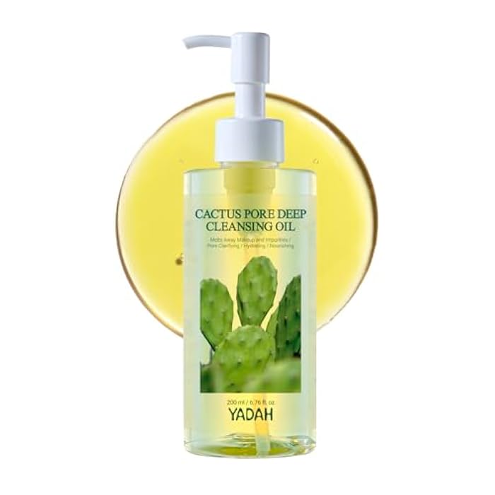 YADAH Cactus Pore Deep Cleansing Oil (6.76 Fl Oz) – Lightweight Daily Facial Cleanser & Daily Makeup Remover with Cactus Seed Oil for Pore Purifying & Balanced Skin, Double Cleansing Korean Skincare - Image 1