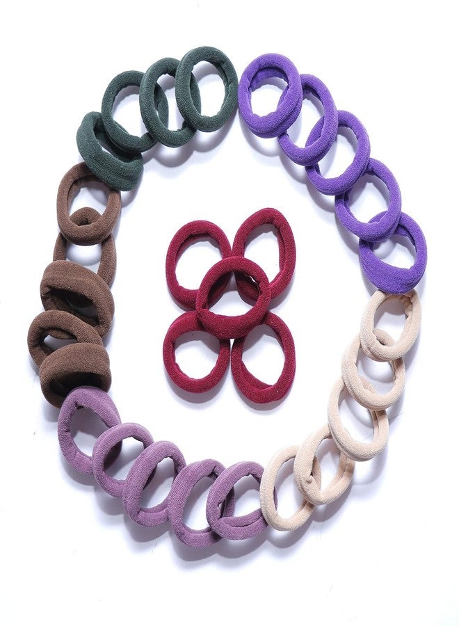 Hivata Hair Rubber 30pc Hair Rubber Bands Bright & MultiColor Elastic Cotton Stretch Hair Ties. Ponytail Holders For Girls,Women,Kids 6Colors Comfortable Cotton Elastics Hair Ties Ponytail - Image 3