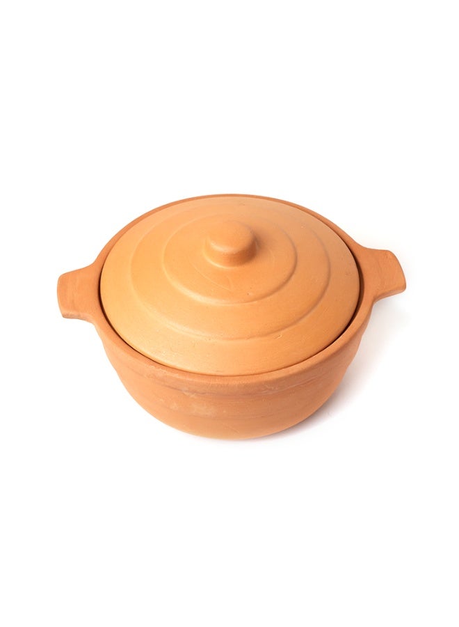 ارك قدر طهي يدوي من الطين الحراري من آرك مع غطاء | وعاء طين طبيعي للطهي البطيء، والبرياني، والكاري، والشوربات | ٣ لتر - Image 2