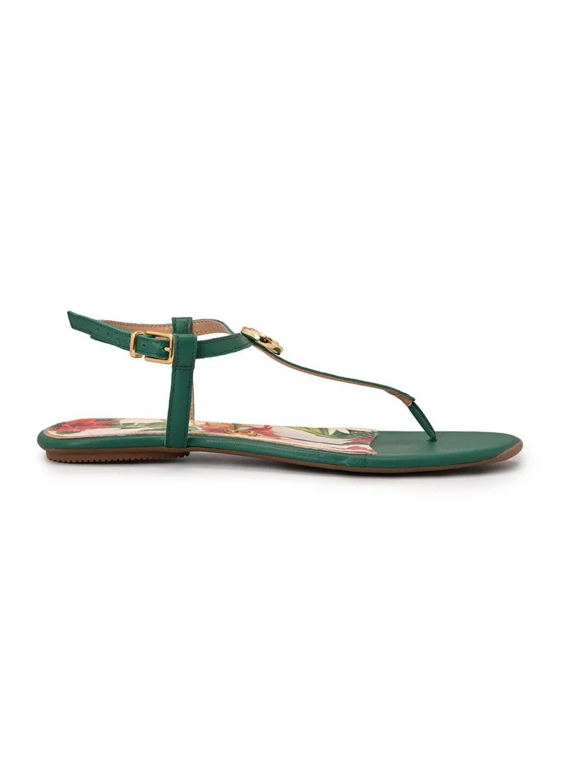 Carmen Steffens Flat Sandal Eucalyptus Green Straps Floral Print