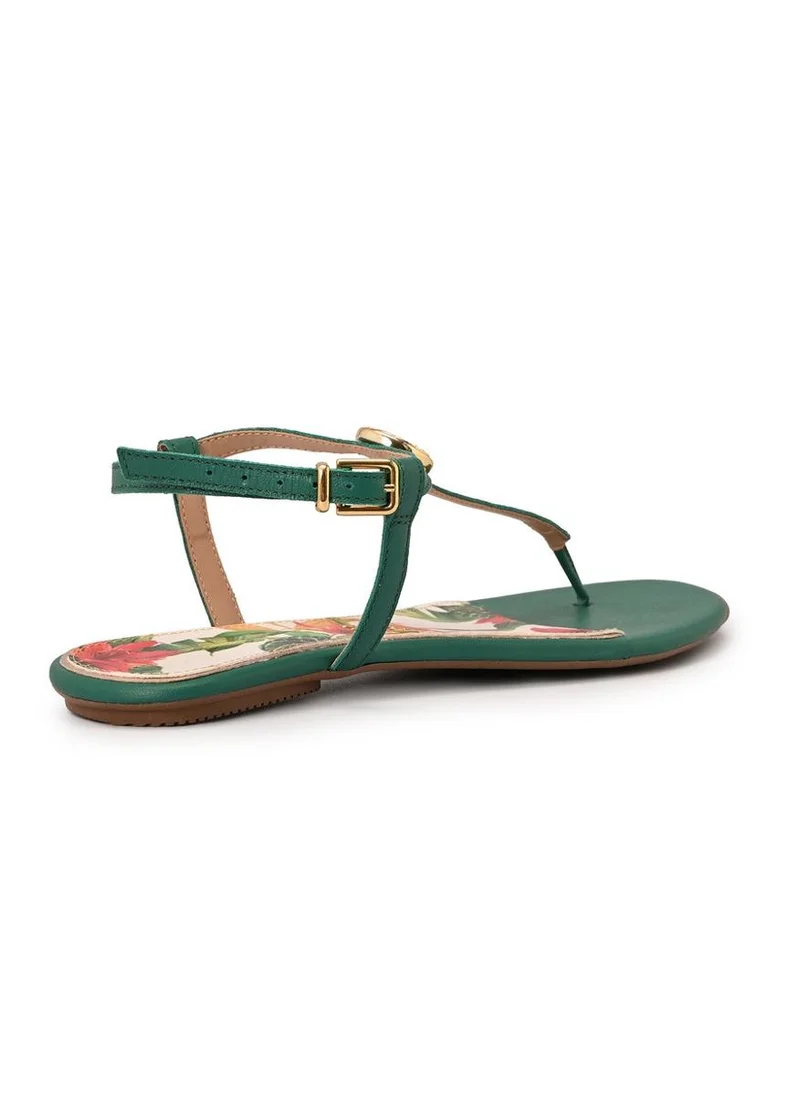 Carmen Steffens  Flat Sandal Eucalyptus Green Straps Floral Print for Women | Best Price UAE