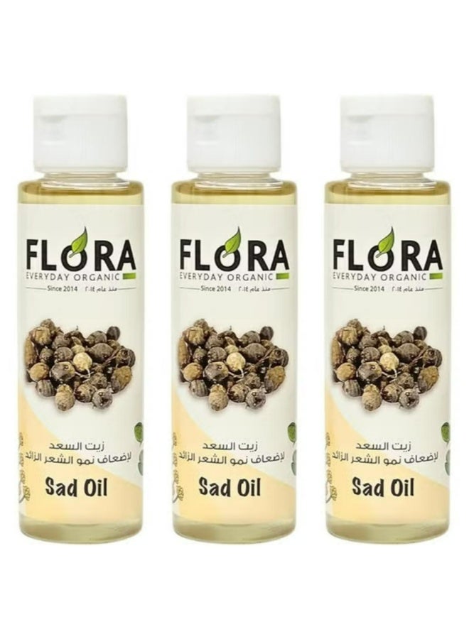 فلورا زيت سعد لإبطاء نمو الشعر الزائد، زيت عطري حلال طبيعي 100% معصور على البارد، 125 مل 3 قطع
