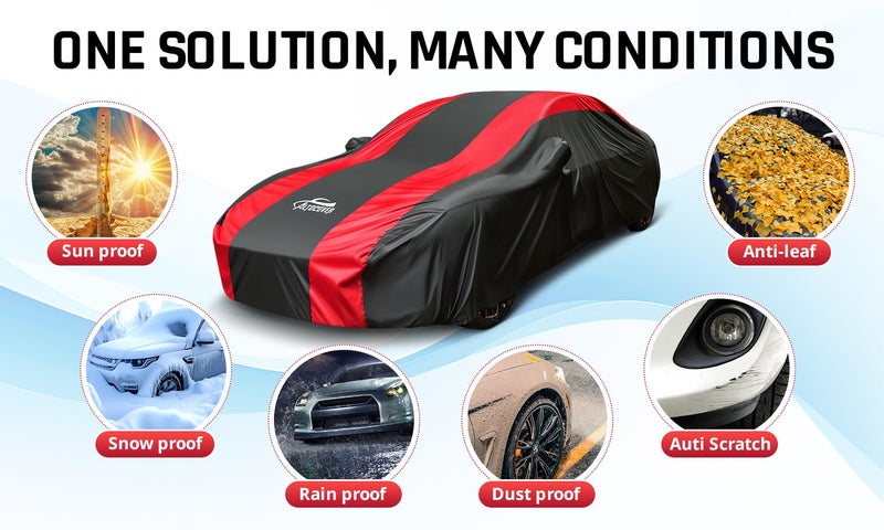 AltoCover Car Cover Waterproof All Weather Protection with Red Stripe Design, Universal Fit Toyota Camry Solara, Ford Fusion, Kia Stinger Optima, Nissan Maxima, VW Passat, Subaru Legcy - Image 5