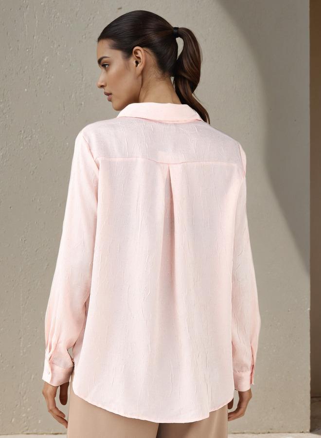 سبلاش فيڤ قميص فيسكوز بقصة عادية بنقوش وياقة - Image 3