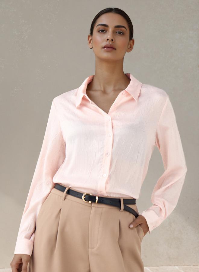 سبلاش فيڤ قميص فيسكوز بقصة عادية بنقوش وياقة - Image 1