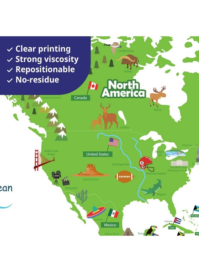 Decowall ديكووول DMT-1306N ملصقات جدارية خريطة العالم الملونة قابلة للإزالة واللصق 49.5" × 27.9" بوصة (كبيرة) - Image 5