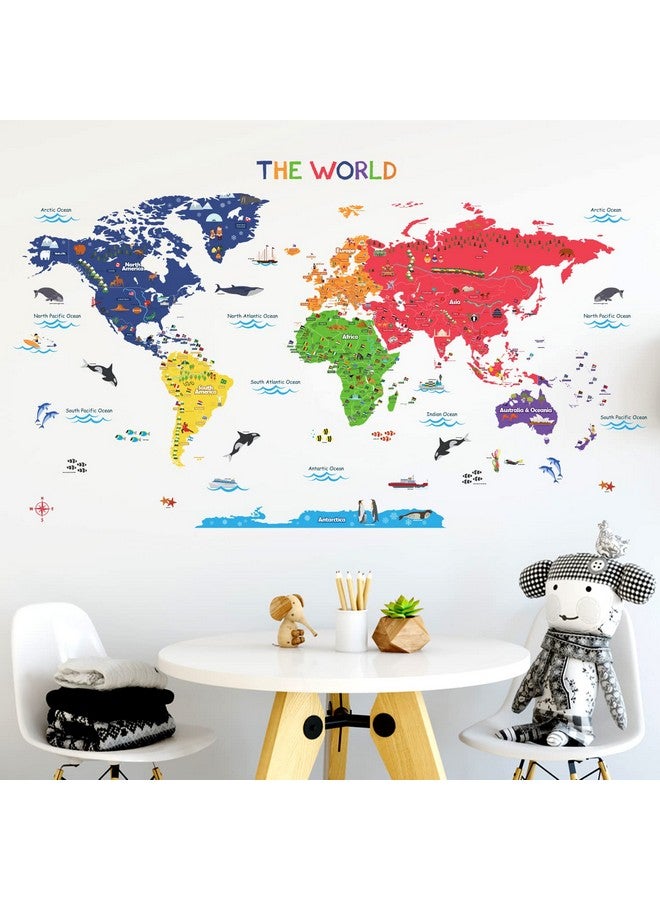 Decowall ديكووول DMT-1306N ملصقات جدارية خريطة العالم الملونة قابلة للإزالة واللصق 49.5" × 27.9" بوصة (كبيرة) - Image 4