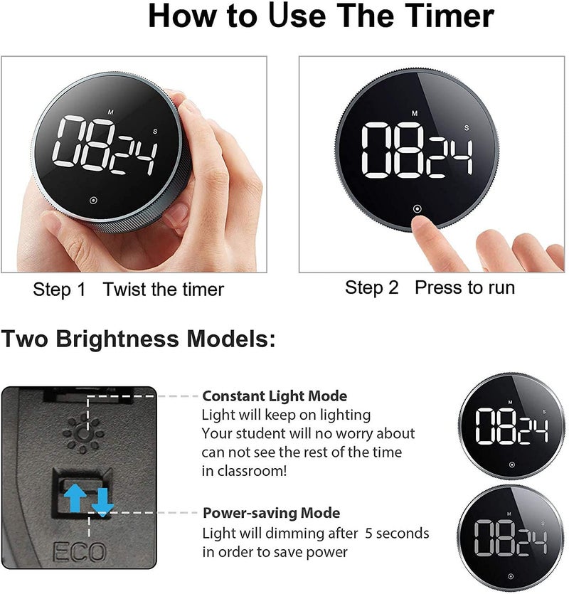 Dravizon Digital Kitchen Timer Egg Timer, 4 Inch Magnetic Kitchen Clock LED Digital Timer, Kitchen Alarm Clock Short Timer for Teachers Children and Elderly, for Home Work in The Classroom Golden - Image 4