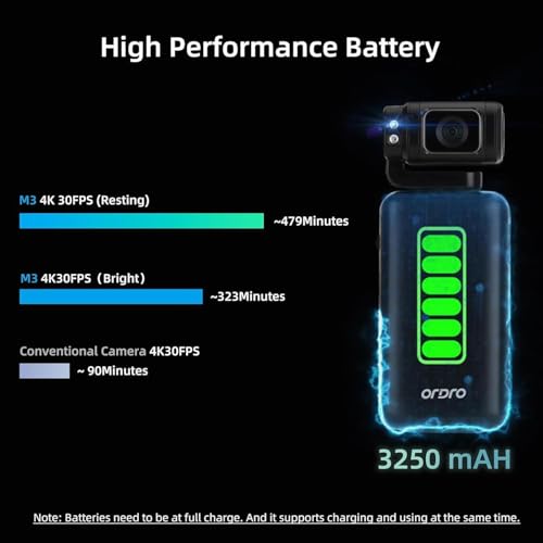 ORDRO M3 Handheld Digital Camera, 5K Video Camcorder 48MP 4K/60fps, 3.5'' Flippable Screen 3250mAh Battery WiFi IR Night Vision Camera for YouTube Vlogs w/64G Card - Image 3