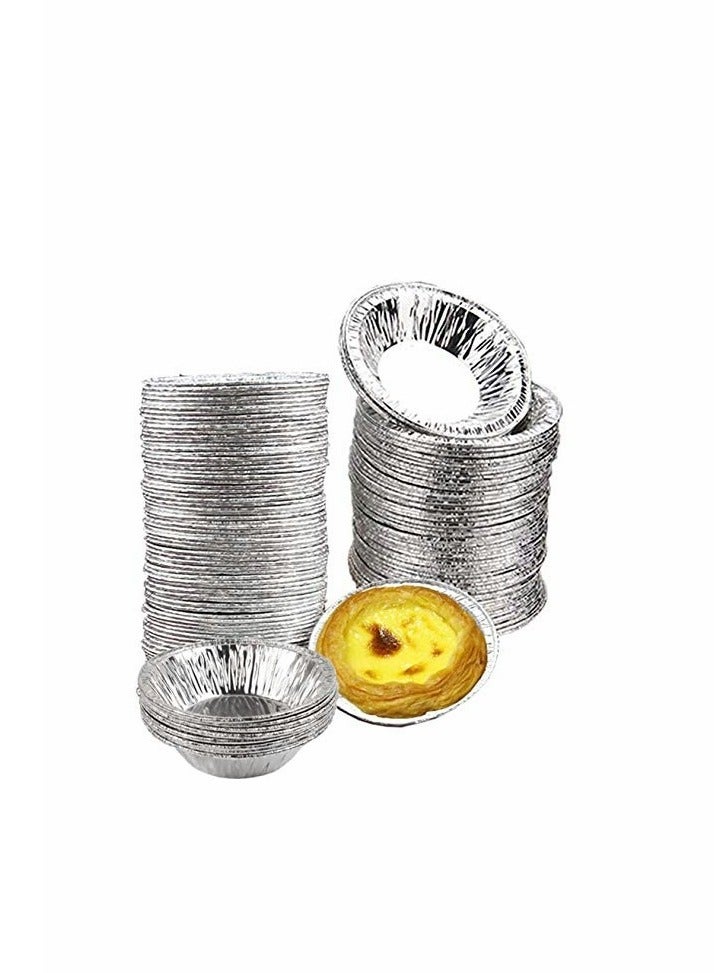 100 pcs Foil Trays Muffin Cases,  Foil Bun Cases Tin Foil Trays, Foil Pie Trays Cake/Cake Tins, Mini Egg Tart Cases, Small Foil Pie Dishes Custard Tart Foils, Pastry Dish Aluminium Mold Cups - Image 1
