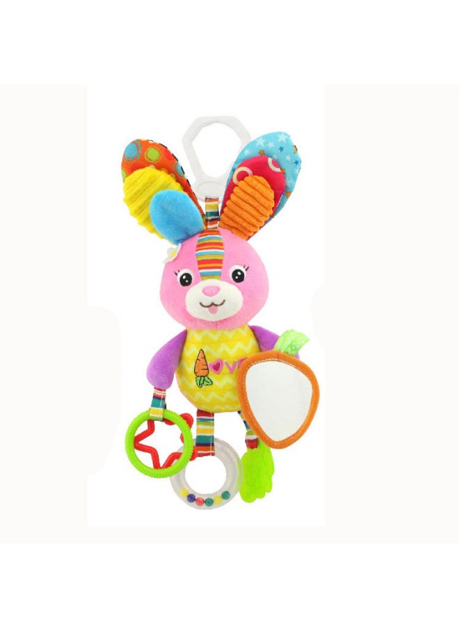 null - Happy Monkey Baby Bed Hanging Animal Rattle Pendant Toddler With Teeth Bb Ring Paper Plush Toy-Color:H026D Multi-eared Rabbit - Image 1