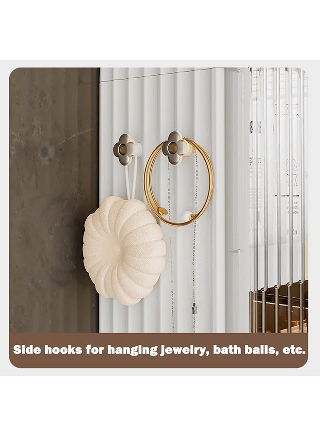 والالا منظم حمام مثبت على الحائط بثلاث طبقات، رف حمام، منظم أدوات مكياج مع خطافات ودرج 53*43*13.5 سم - Image 5