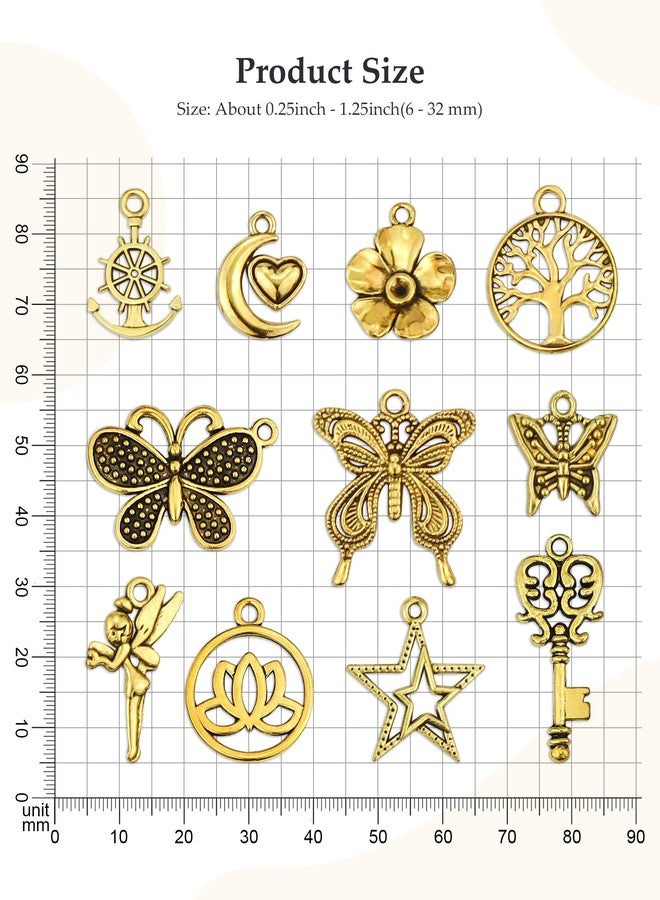JIALEEY 100Pcs Wholesale Bulk Lots Gold Charm Mixed Tibetan Antique Golden Pendants DIY for Bracelet Necklace Jewelry Making and Crafting - Image 2