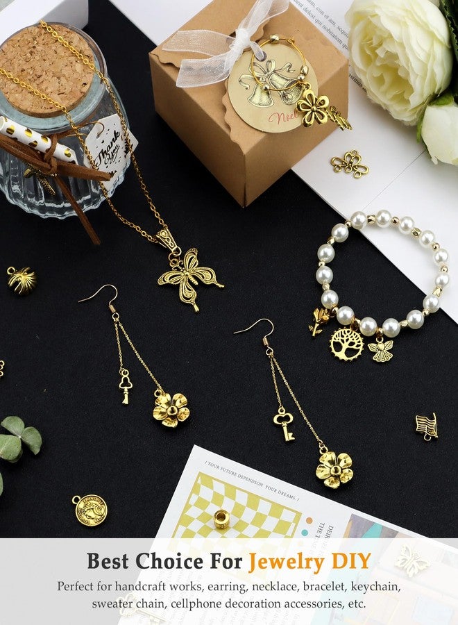 JIALEEY 100Pcs Wholesale Bulk Lots Gold Charm Mixed Tibetan Antique Golden Pendants DIY for Bracelet Necklace Jewelry Making and Crafting - Image 5