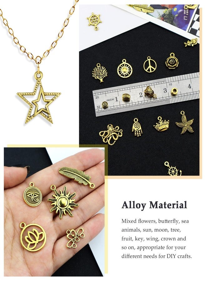 JIALEEY 100Pcs Wholesale Bulk Lots Gold Charm Mixed Tibetan Antique Golden Pendants DIY for Bracelet Necklace Jewelry Making and Crafting - Image 4