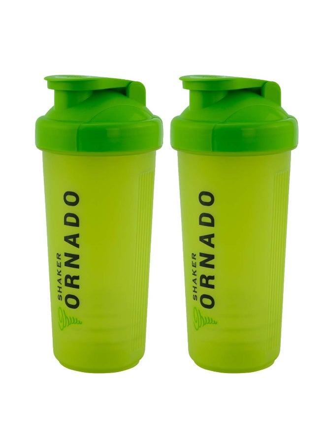 Trueware Tornado Gym Shaker - Protein Shake Mixer with Leak-Proof Design | Food grade Plastic | BPA-Free 700ml Capacity | Ideal Workout Blender for Fitness Lovers | Sports Bottle with Easy-Grip Lid for Smoothies and Protein Shakes"|  Set of 2 - Image 1