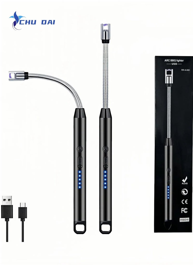 CHU DAI Electric Lighter Arc Windproof Flameless with 360° Flexible Neck & LED Power Display, Lighters for Candle for BBQ, Grill, Camping, Fireplace, Stove  - Image 1