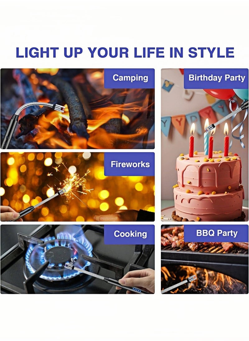 CHU DAI Electric Lighter Arc Windproof Flameless with 360° Flexible Neck & LED Power Display, Lighters for Candle for BBQ, Grill, Camping, Fireplace, Stove  - Image 2